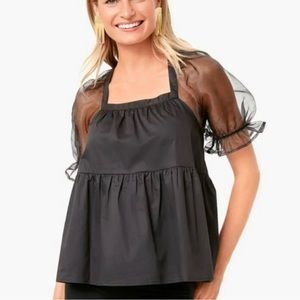NWOT Pomander Place - Tuckernuck - Black Tinsley Puff Sleeve Top - Size Medium